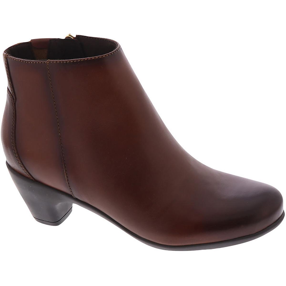 Stiefeletten aus Leder mit Blockabsatz