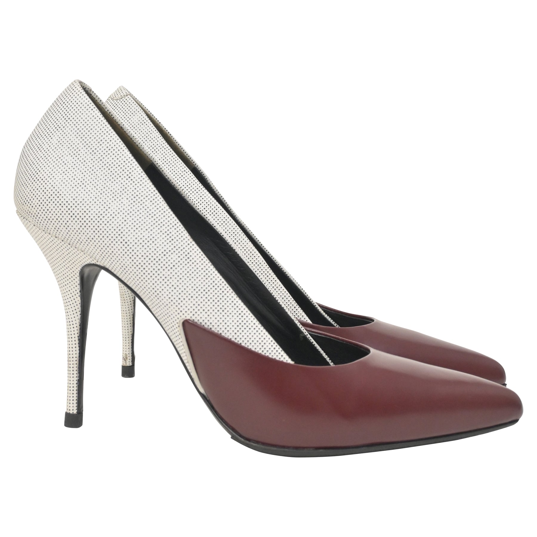 Alexander Wang Two-Tone High-Heel-Pumps in Creme und burgundischem Leder 7748788486204