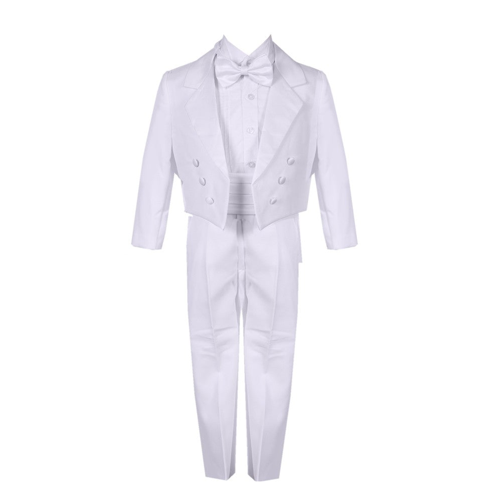 Weiße 5-teilige Weste, Jacke, Hose, Smokinganzug für besondere Anlässe für große Jungen, 8–20