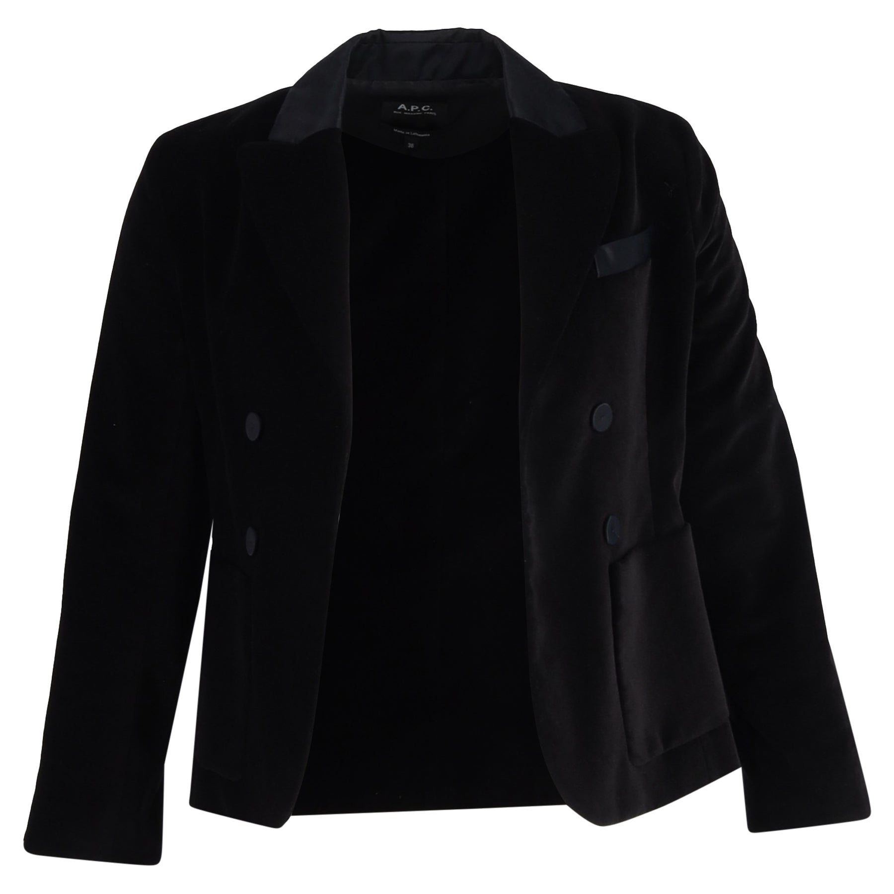 A.P.C. Blazer aus schwarzem Samt 7833189482556