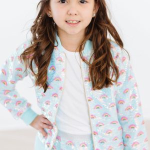 Mintfarbene Regenbogen-Paillettenjacke