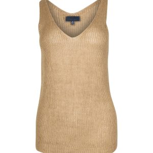 Nili Lotan – gestricktes Tanktop aus beigem Leinen – 7764968636476