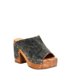 Deva Clog Flatform Heel in Schwarz Lux