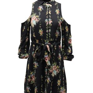 Alice + Olivia Blumendruck kalt Schulter gegurtet karina Shirt Kleid in schwarz Viskose