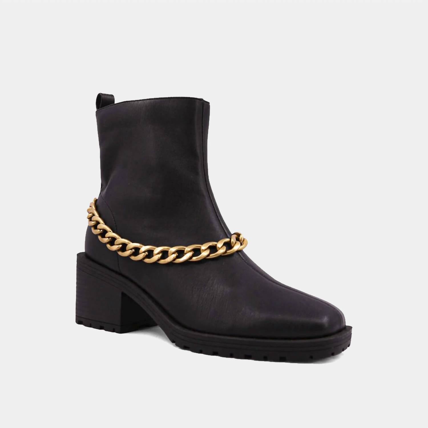 Damen Yenni Kampfstiefel mit Kette in schwarz