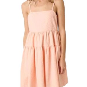 Texture Babydoll Tank Kleid aus Pfirsichkoralle 7766574039100