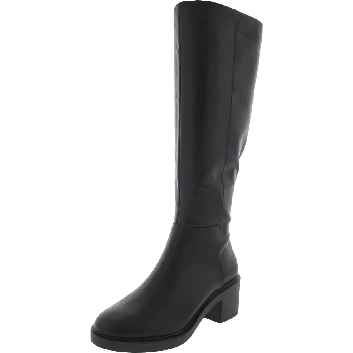 Chrissie P Kunstleder Block Absätze kniehohe Stiefel