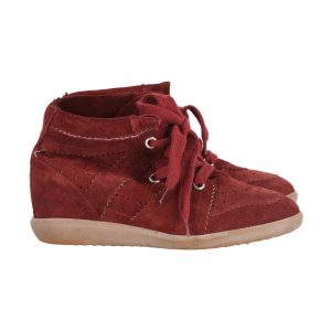 Isabel Marant Bobby High Top Keil Sneakers in Burgunder Wildleder
