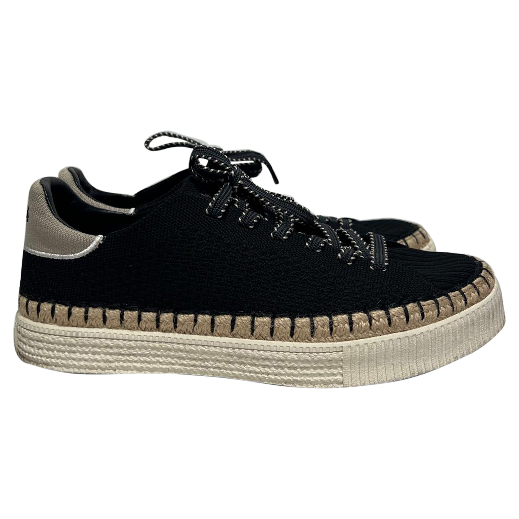 Chloé Telma Lace Up Sneakers aus schwarzer Baumwolle – 7833671008316