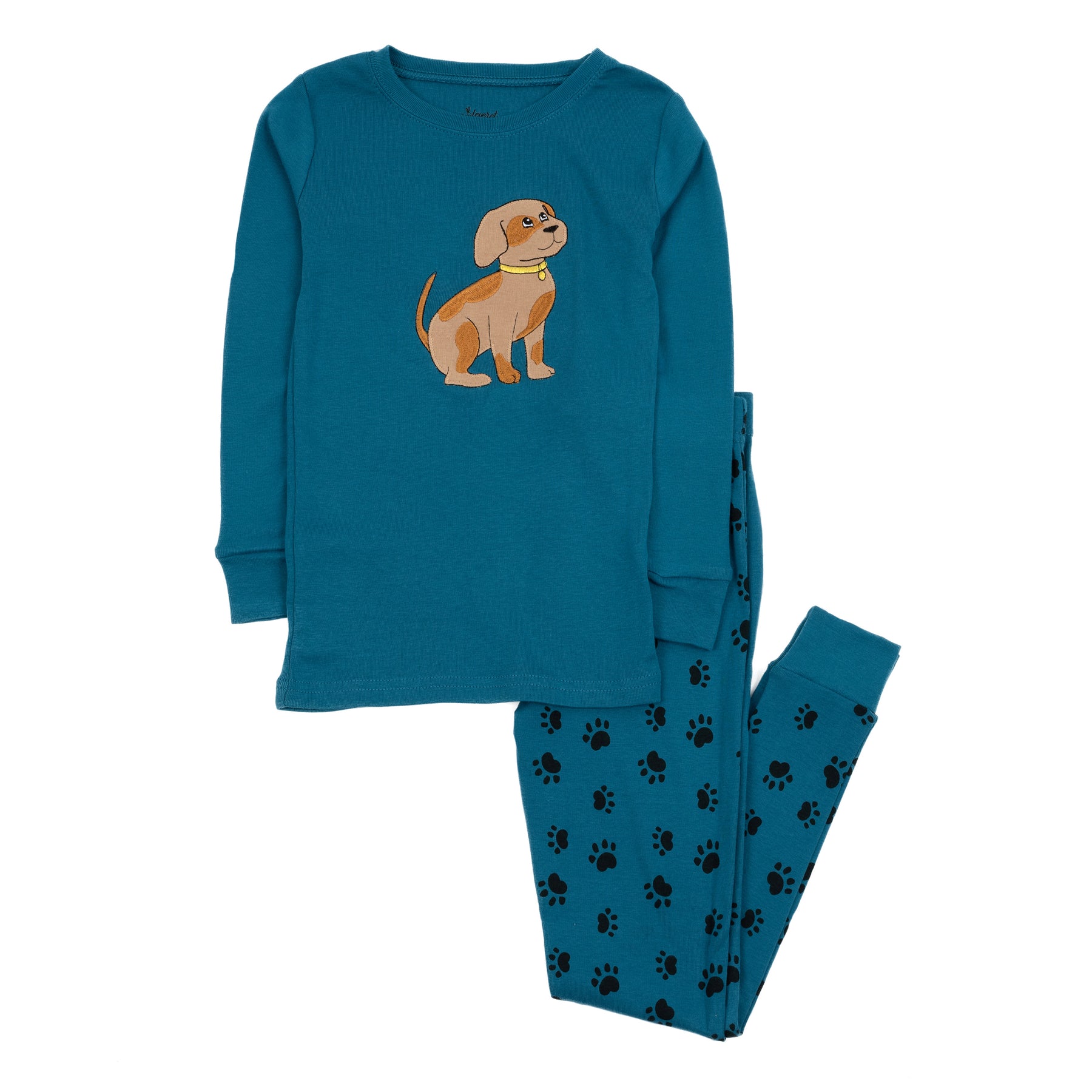 Kinder zwei Stück Baumwolle Pyjama Hund Pfote blau