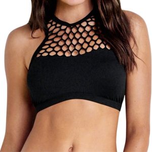 Hochhals Bikini Top in Meer schwarz 7676754034748