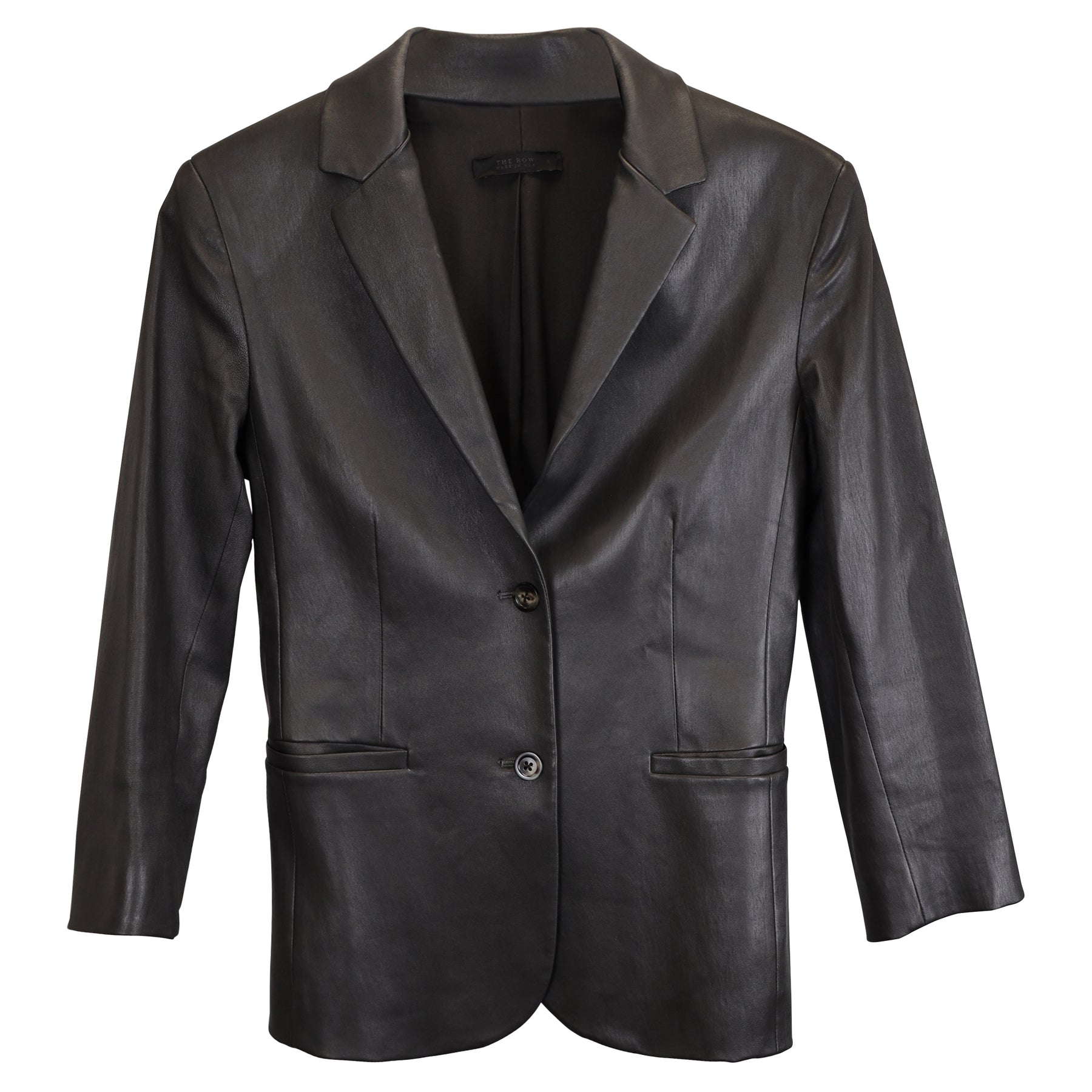 The Row Essentials Nolbon Jacke aus schwarzem Leder 7748668719164