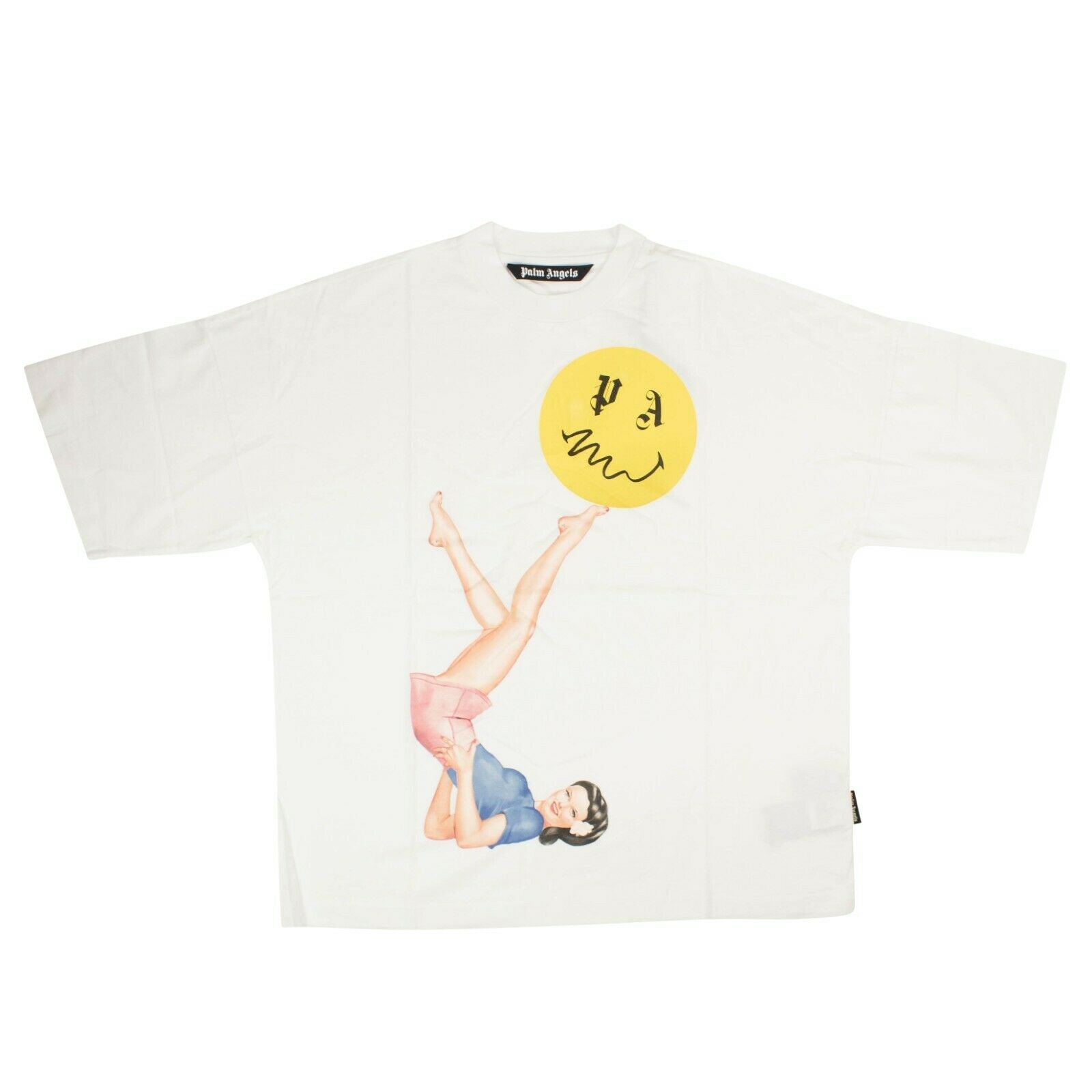 Weißes kurzärmliges Jongleur-Smiley-T-Shirt