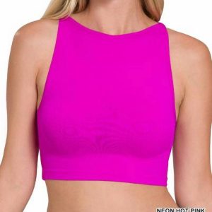 Seamless Crop Top Bralette in Neon rosa