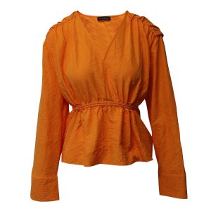 Stine Goya V-Ausschnitt Krawatte zurück Bluse in orange Polyester