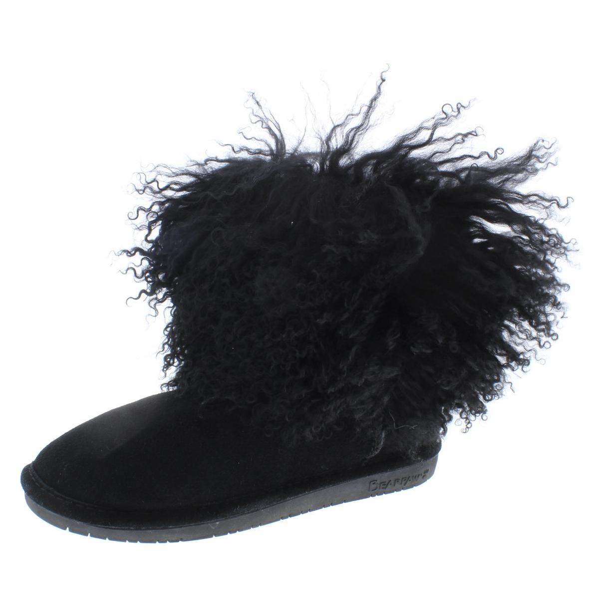 Boo Wildleder-Lammfell-Winterstiefel mit Manschettenfutter in der Mitte der Wade