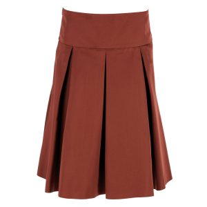 Hugo Boss – Midirock aus ockerbraunem Polyester mit Kellerfalten – 7766530064444