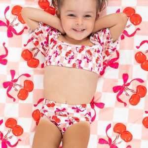 CHERRY süß Dame Traum smocked von der Schulter Badeanzug