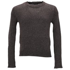 Balmain – Strickpullover aus brauner Wolle mit Rundhalsausschnitt – 7748638343228