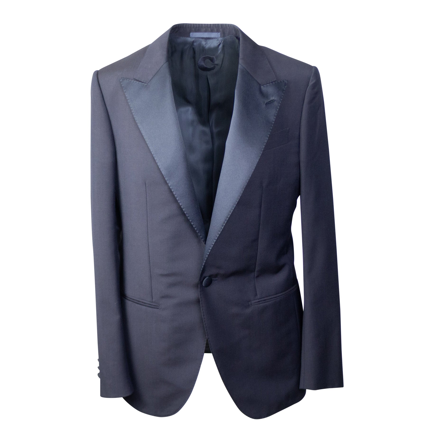 Marineblauer, einreihiger Blazer aus Wollmischung