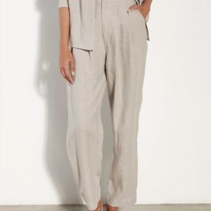 Schmal zulaufende Hose mit Falten und hohem Bund in „Mist“