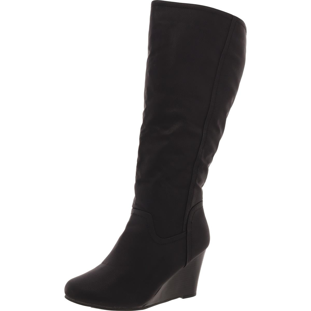Feste Keilstiefel aus Kunstleder