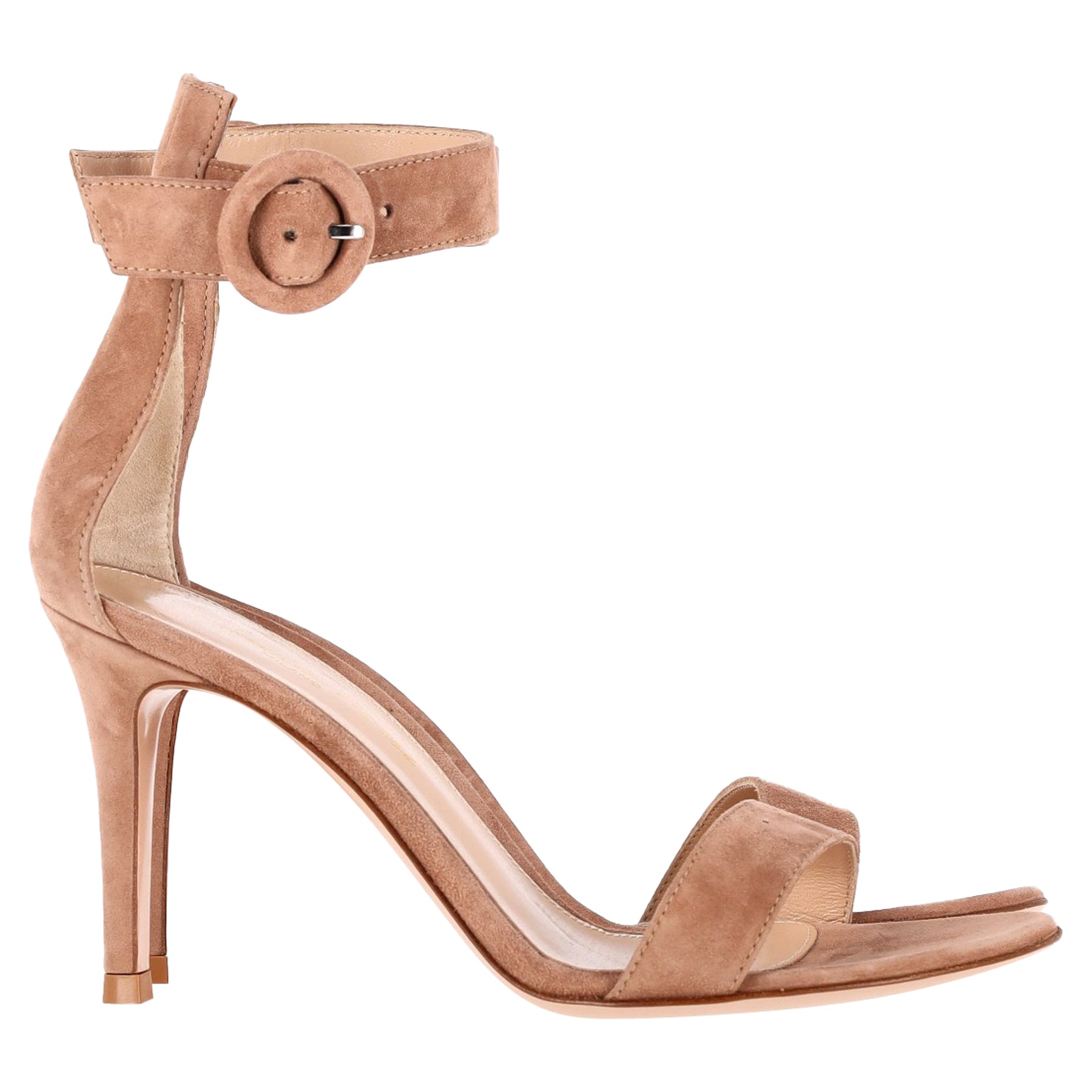 Gianvito Rossi Portofino 85 Sandalen in braunem Wildleder 7748752703548