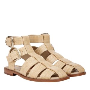 Dawn-Sandalen für Damen aus gebleichtem Buchenholz
