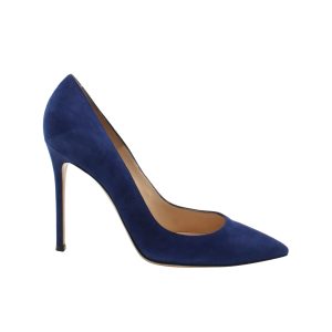 Gianvito Rossi Gianvito 105 – spitze Pumps aus marineblauem Veloursleder – 7703691067452