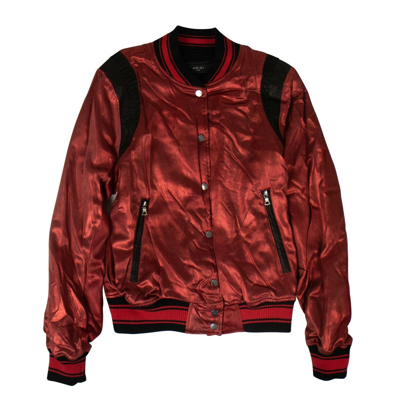 Men s Seide Metallic Varsity Jacke – rot