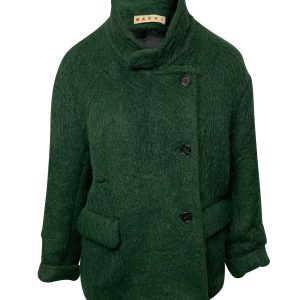 Marni Jacke mit Klapptaschen aus grüner Wolle 7766493593660