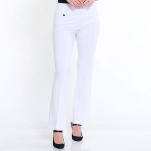Wide Band Elastic Taille Fackel Bein Hose in weiß 7670792192060