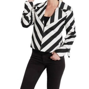 Bias Stripe Twill Jacke in schwarz/weiß 7676588326972