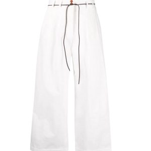 Wide Pleat Hose in weiß