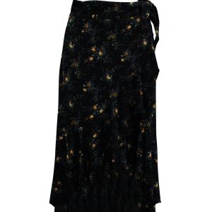 Sandro Blumendruck asymmetrischer Rock in schwarzer Viskose 7833162317884