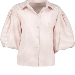 Damen Tyra Puff Ärmel oben in rosa Streifen 7703546855484
