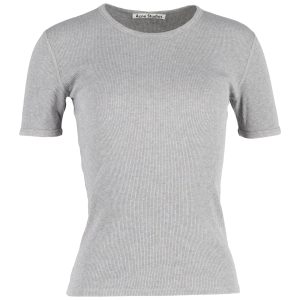 Acne Studios Fitted gerippter Tee aus grauer Baumwolle