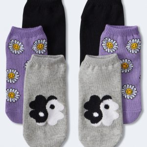 Aeropostale Yin Yang florale Knöchel-Socke 3-Pack