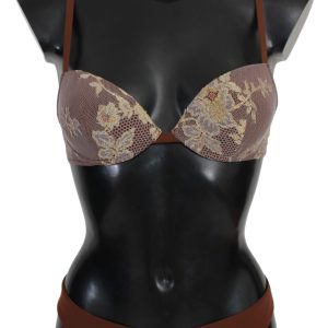 rosa MEMORIES Lace Beachwear Zweiteiliger Bikini-Badeanzug für Damen