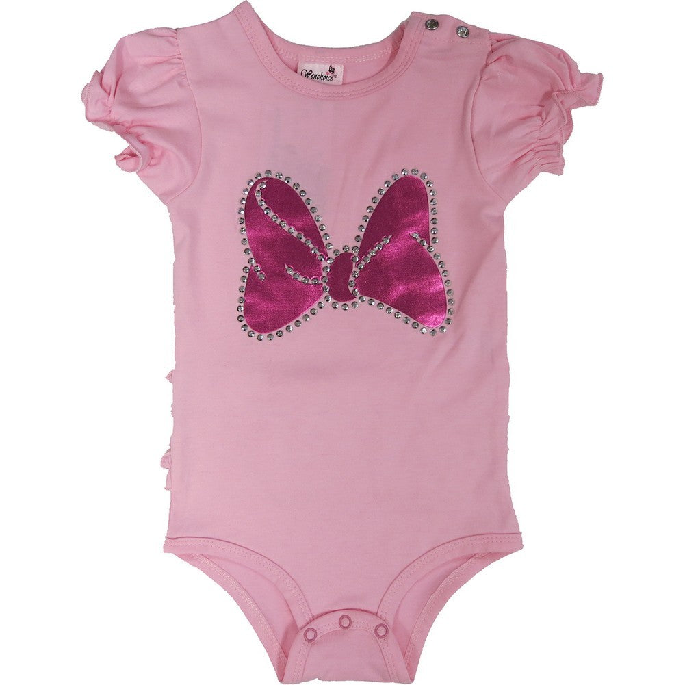 Baby-Body, rosa, Minnie-Schleife, Rüschenbesatz, S (0–6 Monate)–L (18–36 Monate)