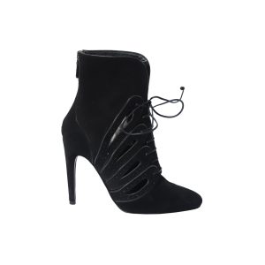 Bottega Veneta Cutout mit Schnürung Detail Stiefeletten in schwarz Veloursleder