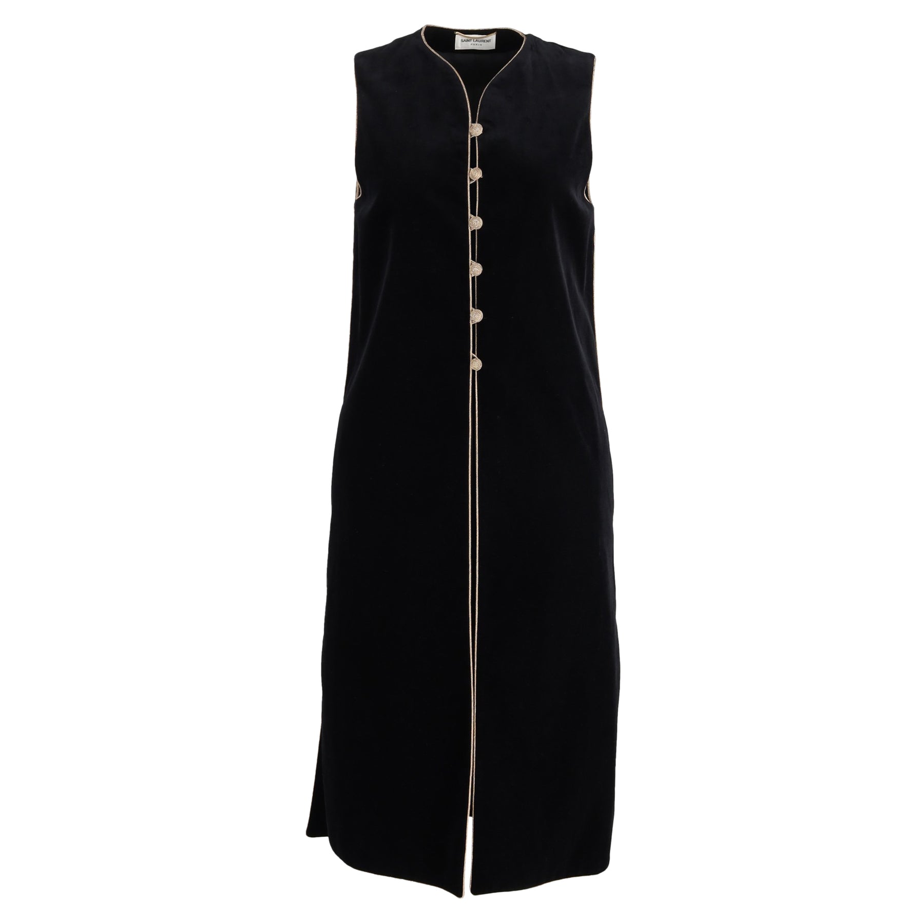 Saint Laurent Herbst 1976 Russische Kollektion Tunika-Kaftan-Westenkleid aus schwarzem Samt