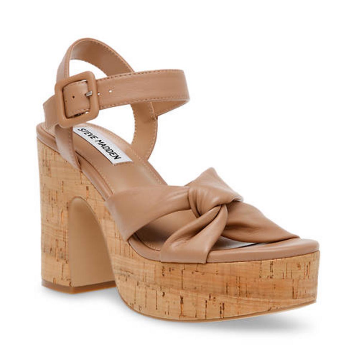 Cacy Leder-Plateausandalen mit Knöchelriemen