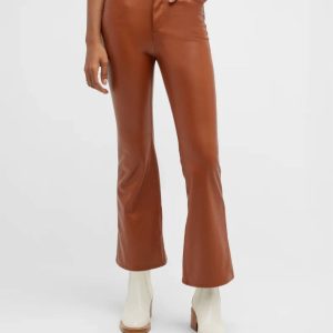 Casey Kunstleder Flare Hose in Kitt braun