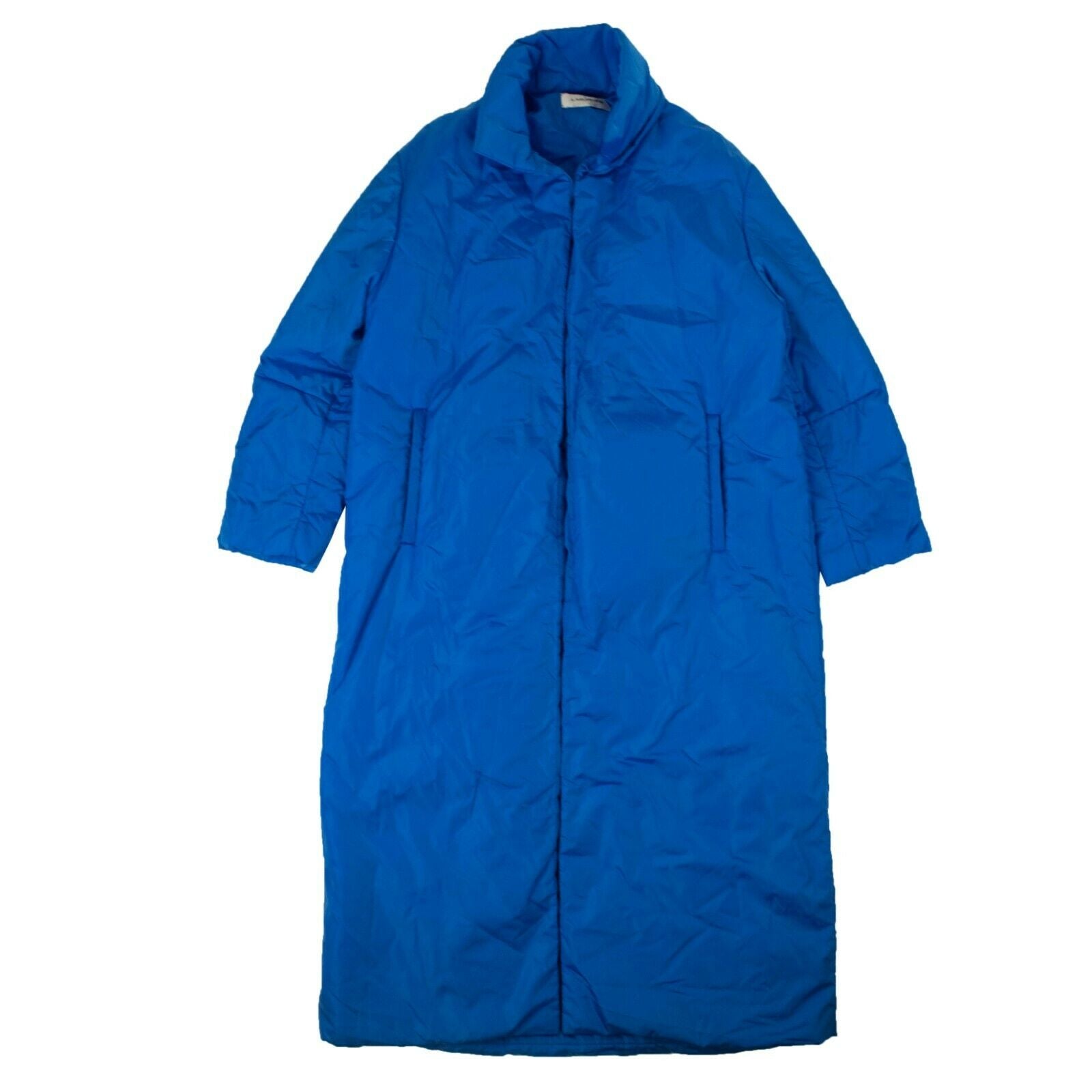 Blauer langer Puffermantel für Damen