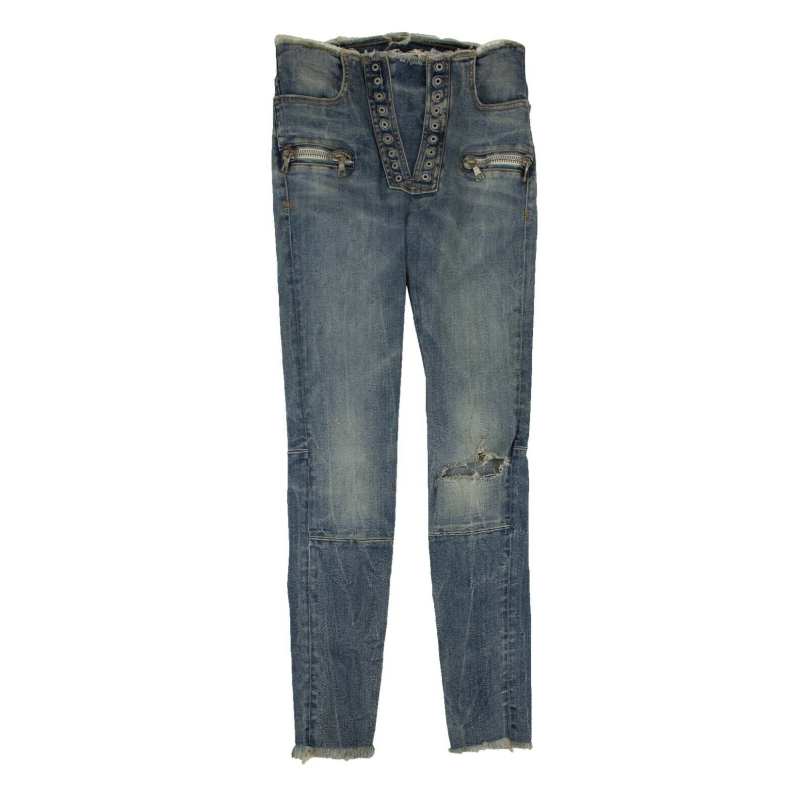 Unravel Project Skinny-Jeans mit Schnürung – Denim