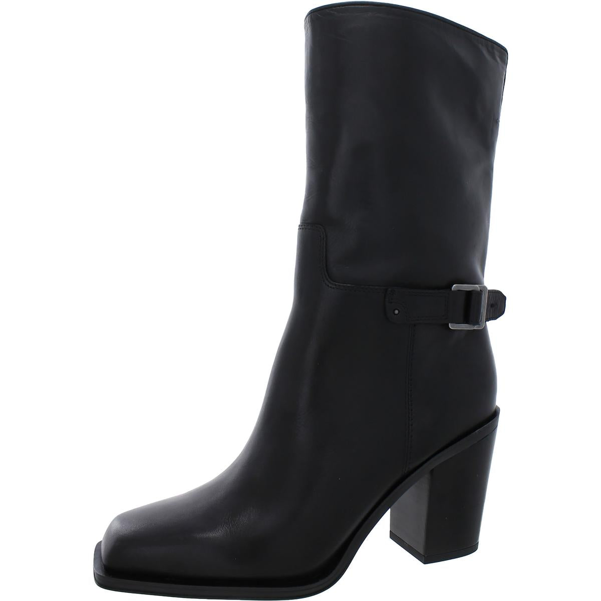 Vance Buckle Square Toe Stiefel mit mittlerem Absatz