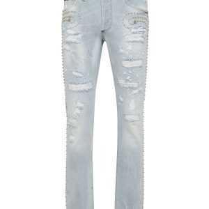 Denim Hose super gerade geschnittene Passform Nieten 7670513827900