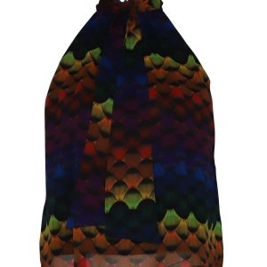 Alice + Olivia Leia Tie Neck Halter Blouse in Glam Feather Multicolor Polyester 7766535405628