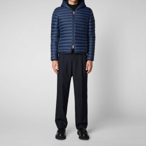 Herrenpuffer Kapuzenpullover Mantel in Marineblau